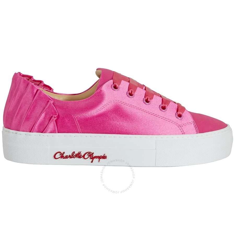 商品Charlotte Olympia|Ladies Pink Sneaker Satin W Pleat Bk,价格¥1061,第1张图片