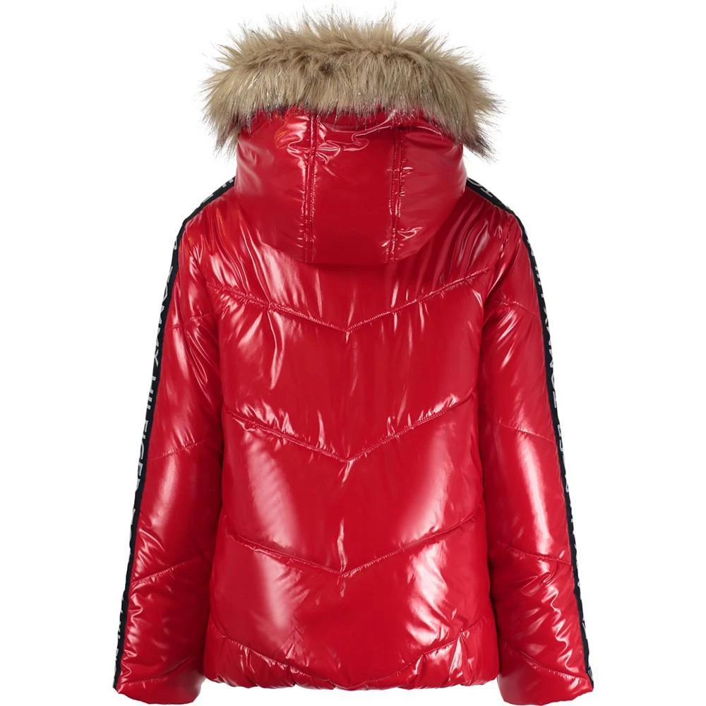商品Tommy Hilfiger|Big Girls High-Shine Chevron Logo Puffer Jacket,价格¥272,第2张图片详细描述
