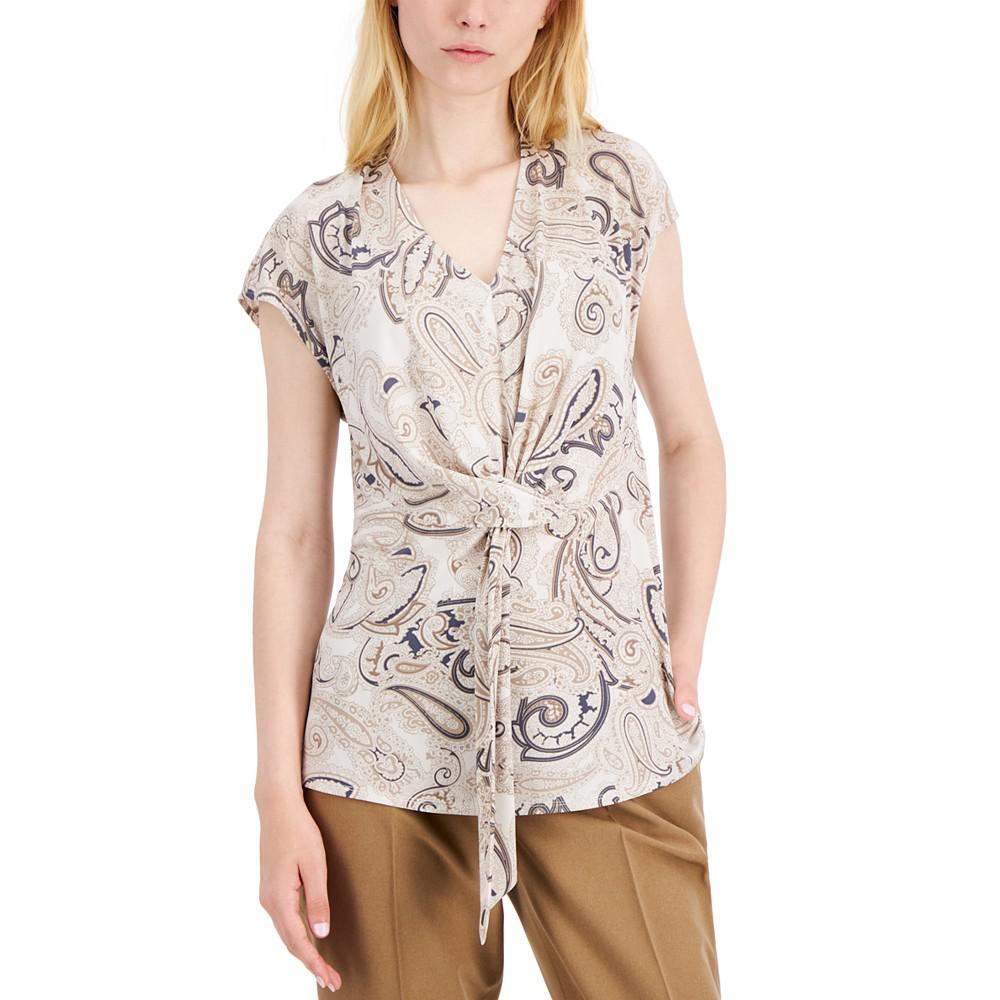 商品Tahari|Women's Paisley-Print Drape-Front Blouse,价格¥170,第1张图片