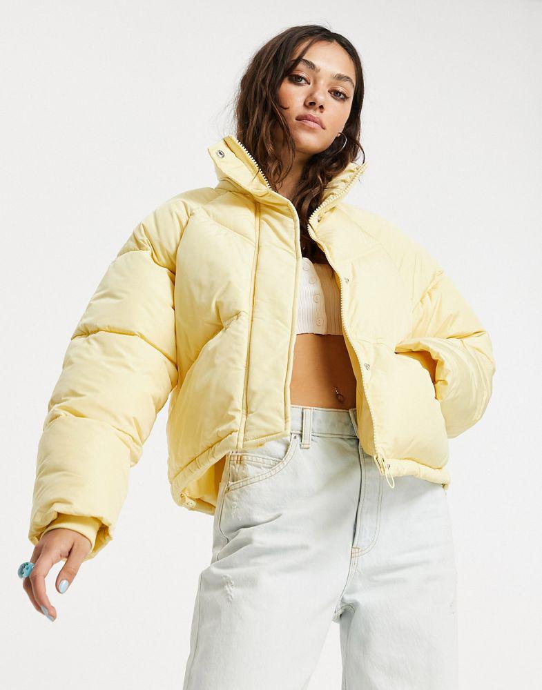 Topshop padded puffer jacket in yellow商品第3张图片规格展示