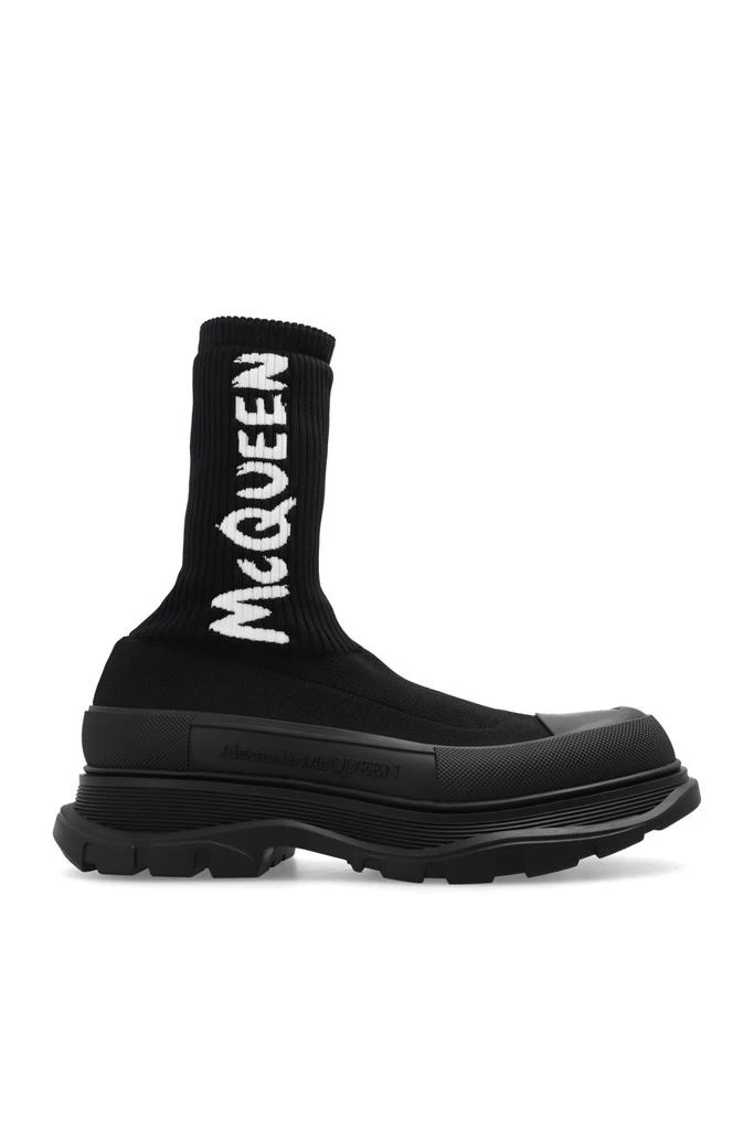 商品Alexander McQueen|Men's Graffiti Ribbed Knit Tread Slick Boots,价格¥2282,第1张图片