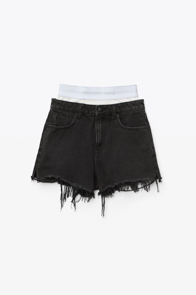 商品Alexander Wang|LOGO ELASTIC BRIEF LAYER SHORT IN DENIM,价格¥1059,第3张图片详细描述