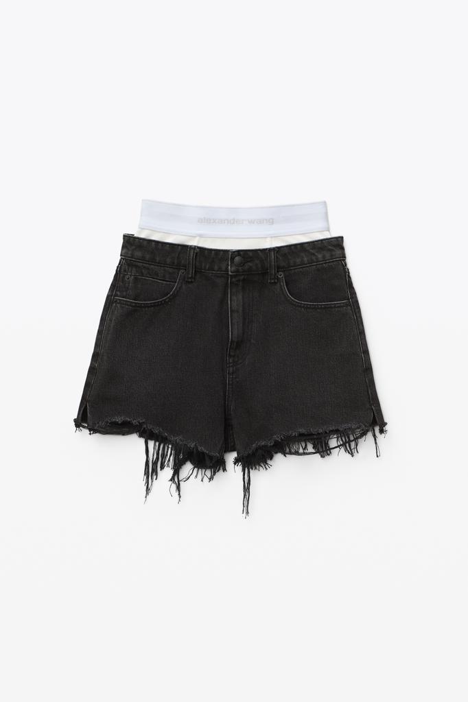 商品Alexander Wang|LOGO ELASTIC BRIEF LAYER SHORT IN DENIM,价格¥1946,第5张图片详细描述