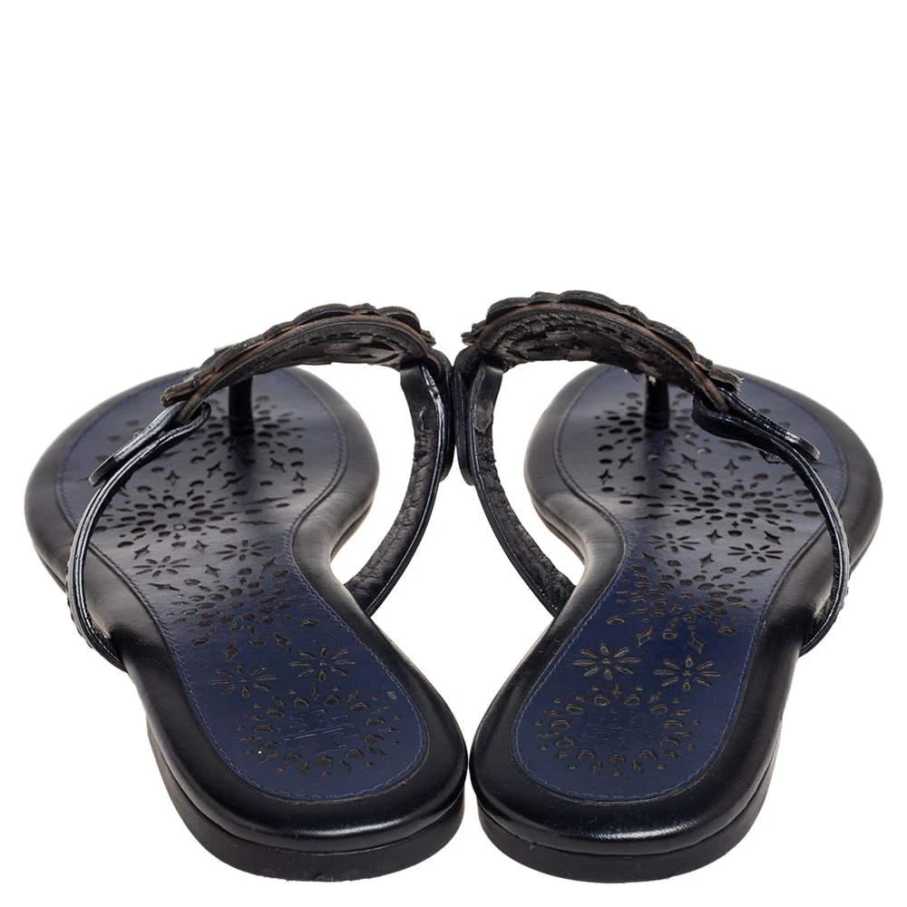 商品[二手商品] Tory Burch|Tory Burch Black/Blue Leather Miller Flat Thong Sandals Size 35,价格¥811,第5张图片详细描述