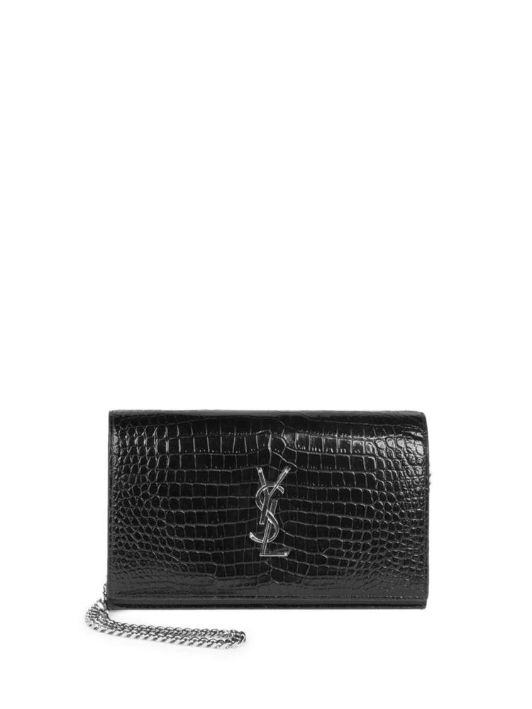 商品Yves Saint Laurent|Silvertone Stamped 鳄鱼皮压纹链条包,价格¥12679,第1张图片