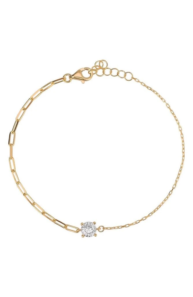 商品Gabi Rielle|14K Gold Plated Sterling Silver CZ Paper Clip Link Bracelet,价格¥410,第1张图片