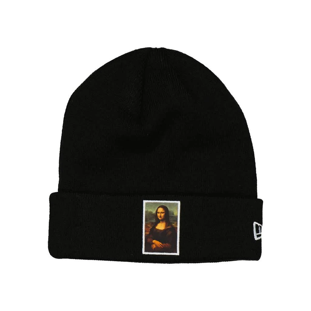 商品New Era|New Era Black Louvre Aop Monalisa Knit Beanie, Size One Size,价格¥74,第1张图片
