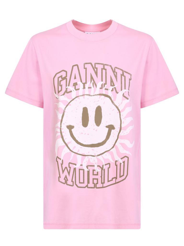 商品Ganni|GANNI GANNI HOTEL T-SHIRT WITH SMILE PRINT BY GANNI,价格¥737,第1张图片