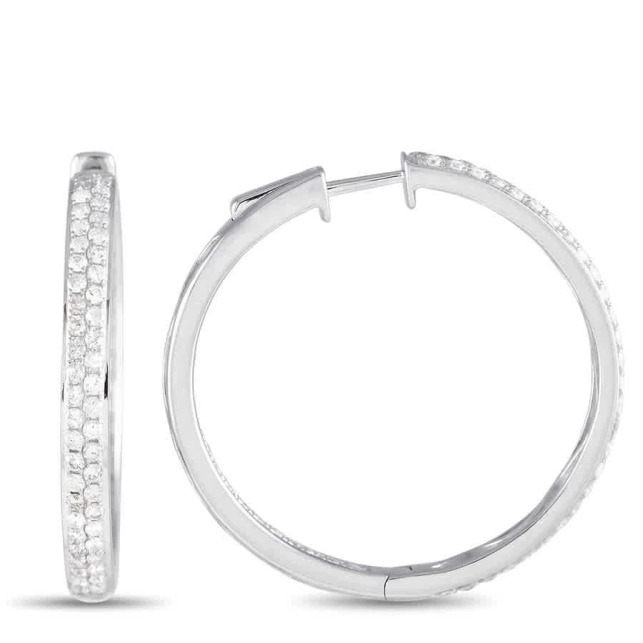 商品LB Exclusive|14K White Gold 2.10ct Diamond Inside Out Hoop Earrings,价格¥16875,第2张图片详细描述