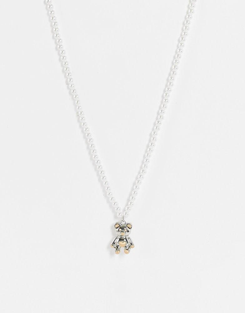 商品ASOS|ASOS DESIGN ball necklace with bi plate teddy pendant in mixed metal,价格¥84,第1张图片