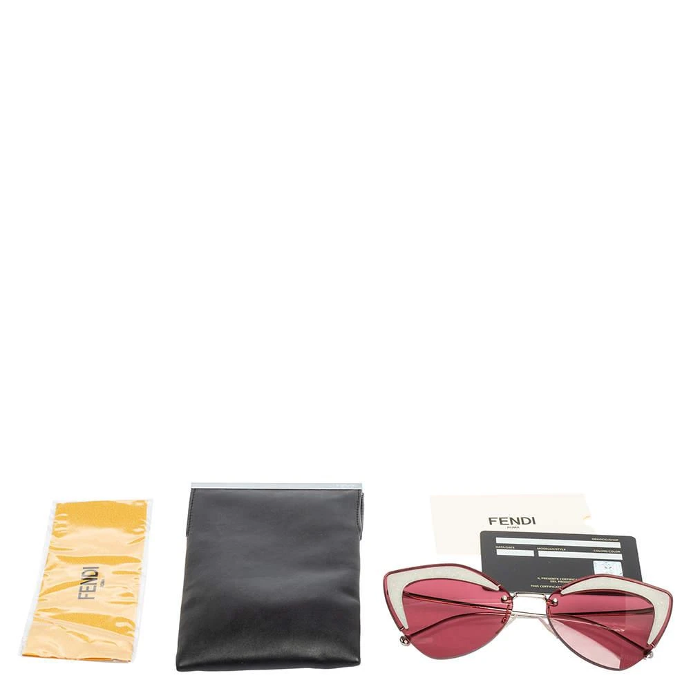 Fendi Silver/Grey Glitter FF0355/S Pink Lens Rimless Cat Eye Sunglasses 商品