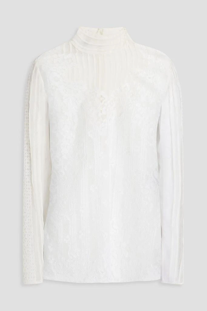 商品Valentino|Corded lace-paneled chiffon turtleneck top,价格¥7343,第1张图片