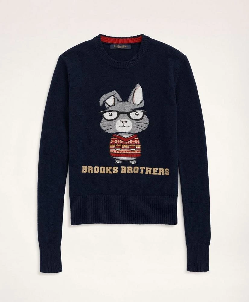 商品Brooks Brothers|Women's Lunar New Year Merino Wool Blend Intarsia Rabbit Sweater,价格¥659,第4张图片详细描述