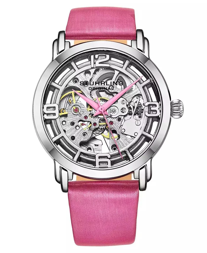 商品Stuhrling|Women's Automatic Pink Genuine Leather Strap Watch 40mm,价格¥1086,第1张图片