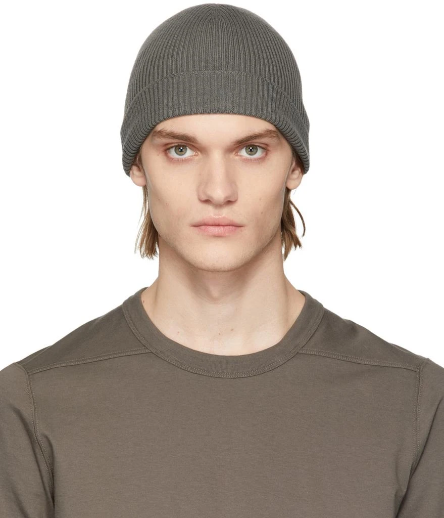 商品Rick Owens|Grey Wool Ribbed Beanie,价格¥788,第1张图片