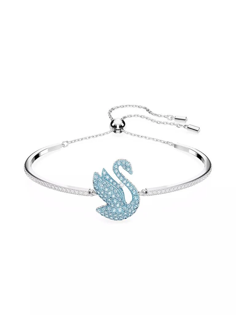 商品Swarovski|Swarovski Iconic Rhodium-Plated & Crystal Swan Bangle,价格¥1414,第1张图片