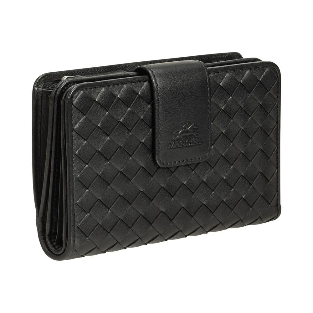 商品Mancini Leather Goods|Women's Basket Weave Collection RFID Secure Mini Clutch Wallet,价格¥785,第2张图片详细描述