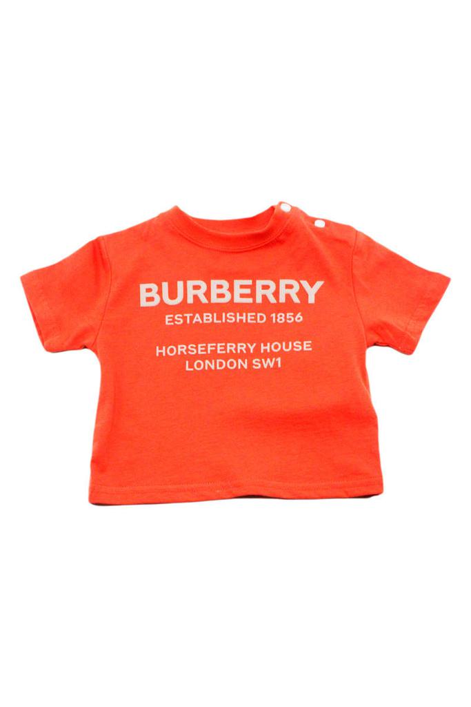 Burberry Short-sleeved Round-neck T-shirt In Stretch Cotton With Logo Lettering商品第1张图片规格展示