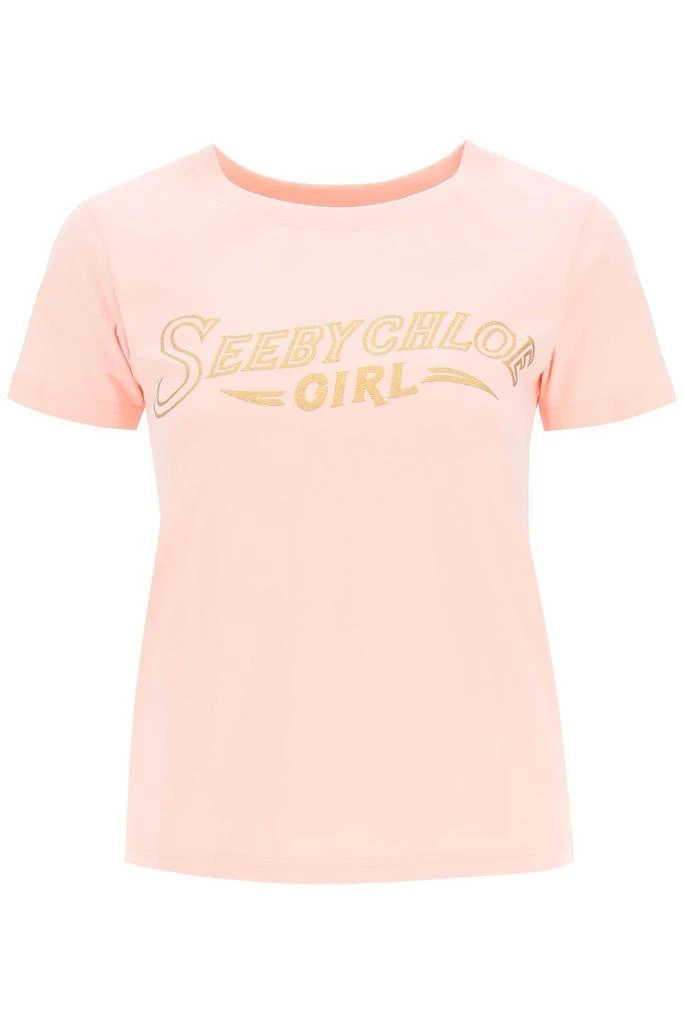 商品See by Chloé|See By Chloe Glitter Logo T Shirt,价格¥335,第1张图片