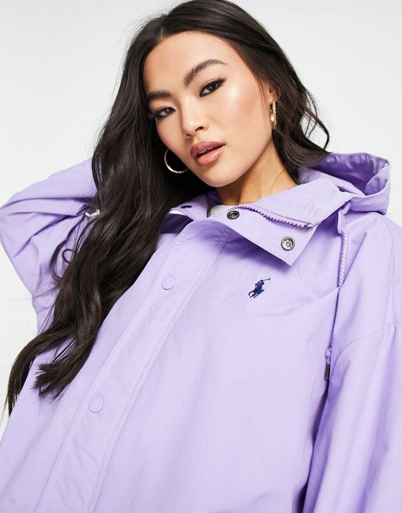 商品Ralph Lauren|Polo Ralph Lauren x ASOS exclusive collab nylon logo hooded jacket in lavender,价格¥2042,第5张图片详细描述