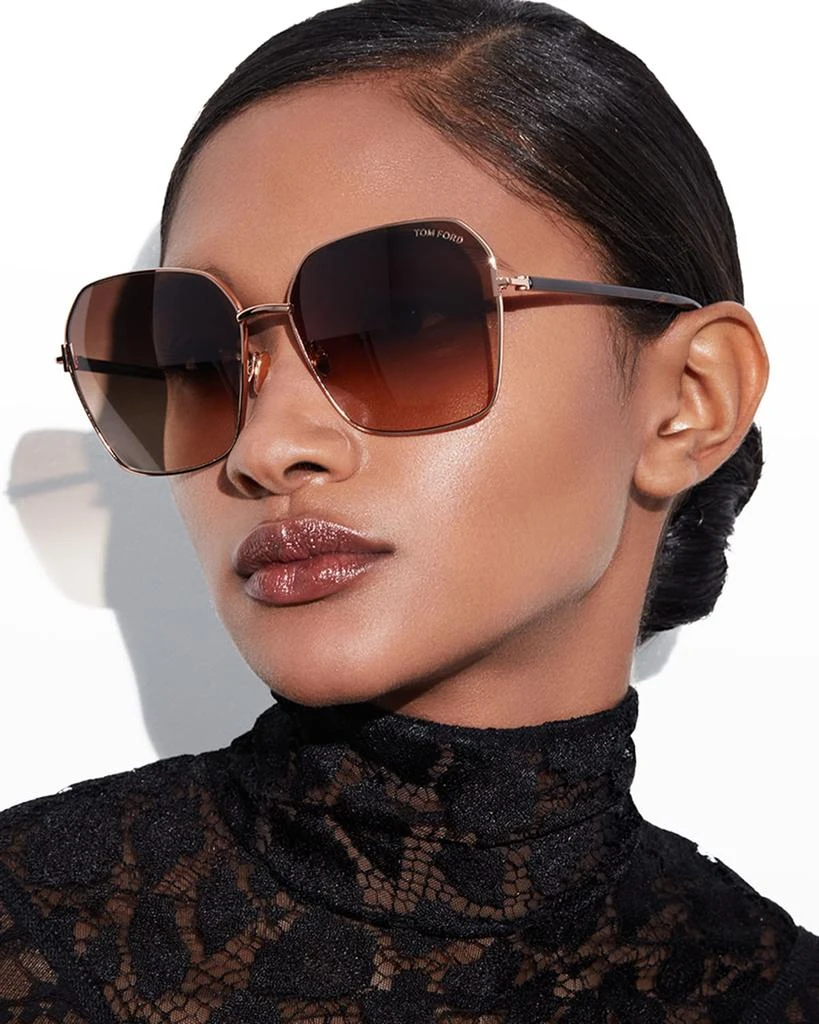 商品Tom Ford|Claudia Geometric Metal/Acetate Sunglasses,价格¥4027,第3张图片详细描述