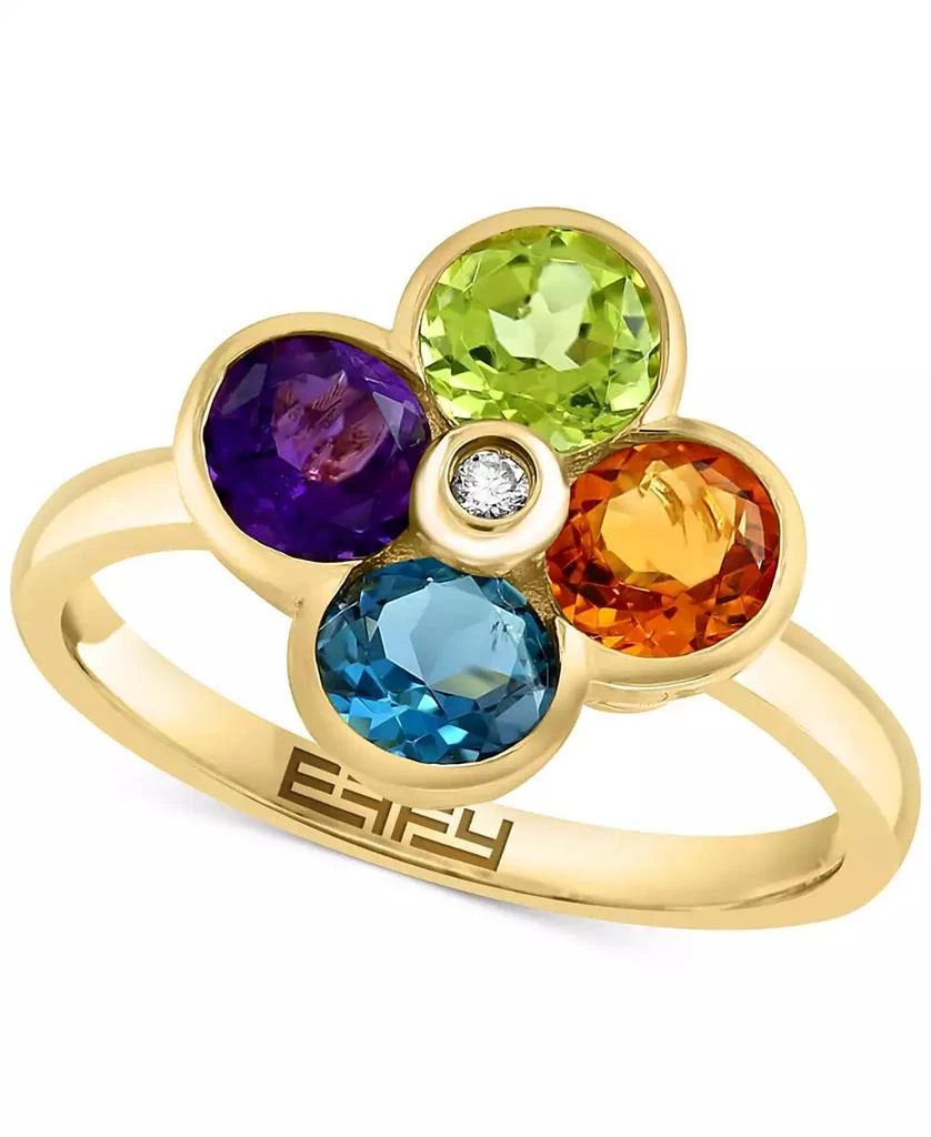 商品Effy|EFFY® Multi-Gemstone (2-1/6 ct. t.w.) & Diamond Accent Flower Ring in 14k Gold,价格¥4240,第1张图片