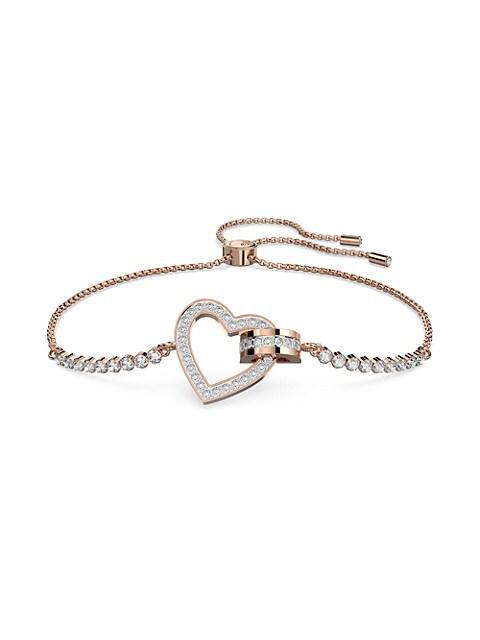Lovely Rose Goldplated Crystal Interlocking Heart Bracelet商品第1张图片规格展示