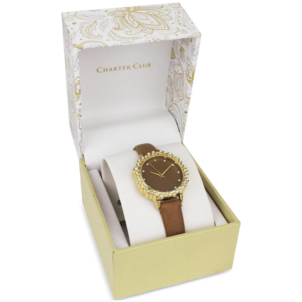 商品Charter Club|Women's Brown Faux Leather Strap Watch 32mm, Created for Macy's,价格¥119,第4张图片详细描述