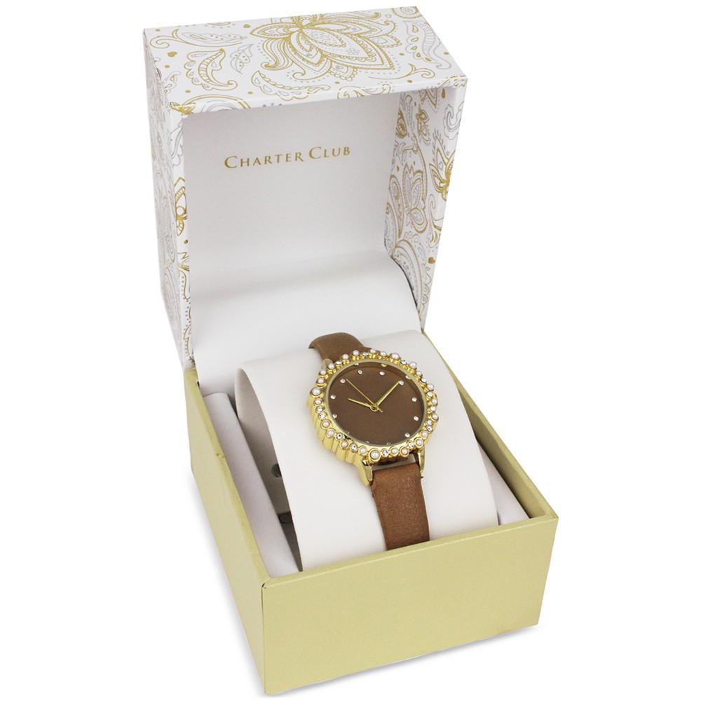 商品Charter Club|Women's Brown Faux Leather Strap Watch 32mm, Created for Macy's,价格¥118,第6张图片详细描述