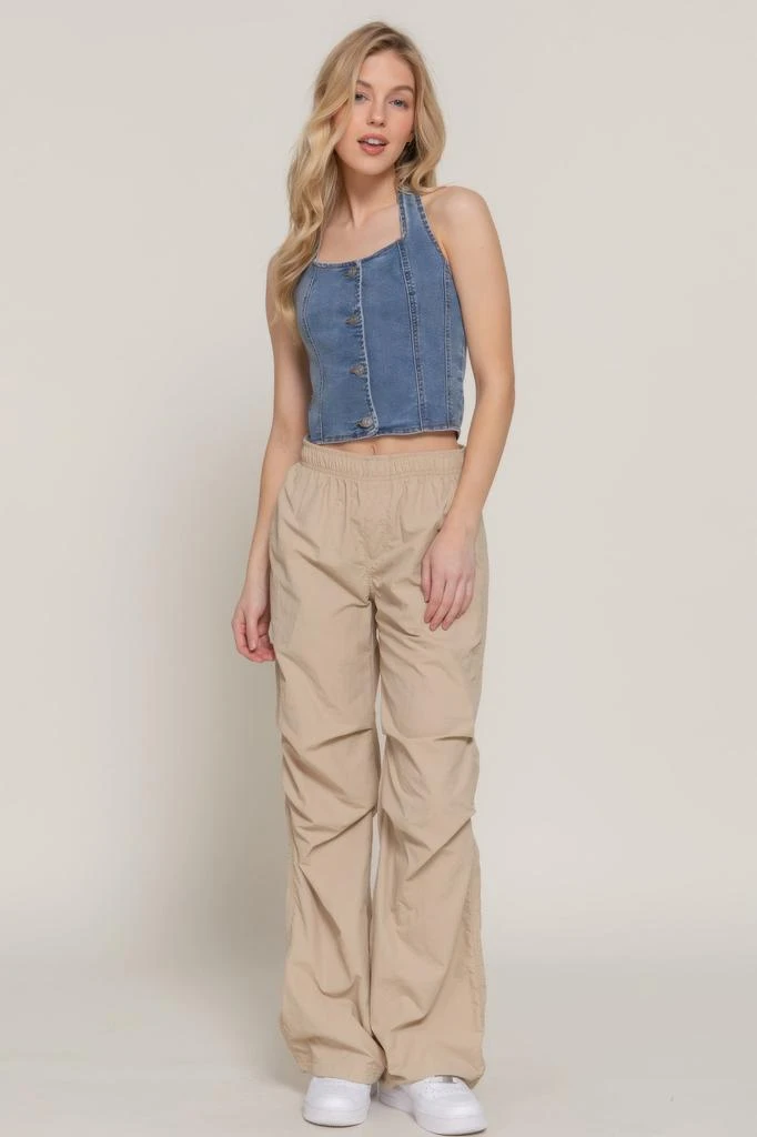 商品FASHNZFAB|Button Down Stretch Denim Halter Top,价格¥203,第2张图片详细描述