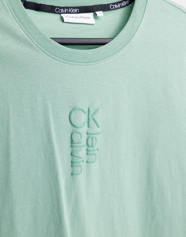 Calvin Klein hybrid logo t-shirt in teal green商品第2张图片规格展示