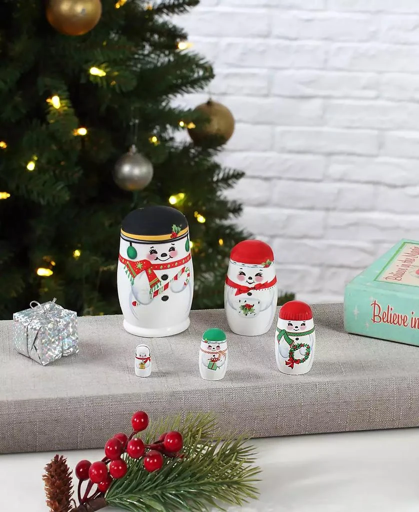 商品Mr. Christmas|Snowman Family Nesting Wood Figurines, Set of 5,价格¥258,第2张图片详细描述
