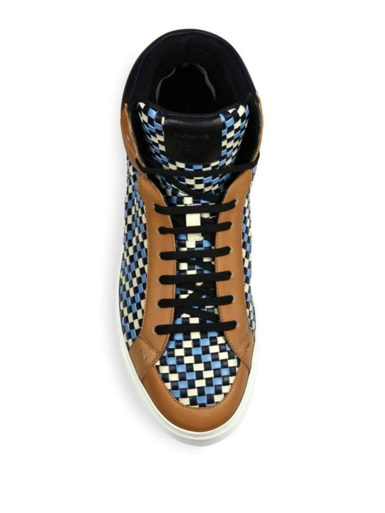 商品Fendi|Multicolor Woven Leather High-Top Sneakers,价格¥3747,第4张图片详细描述