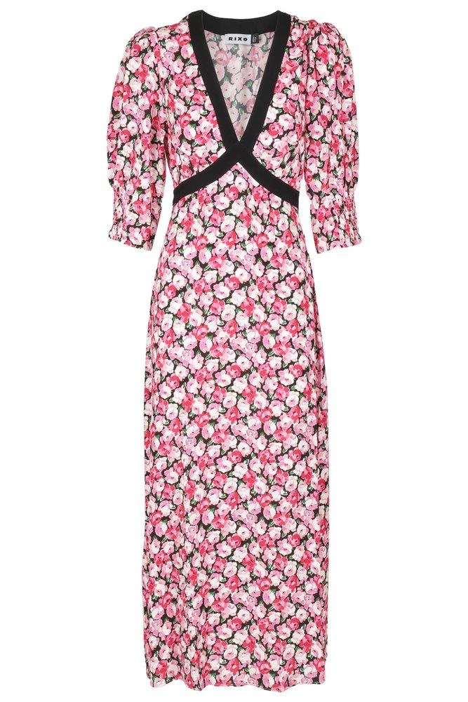 商品Rixo|Rixo Floral-Printed V-Neck Tied Midi Dress,价格¥2710,第1张图片