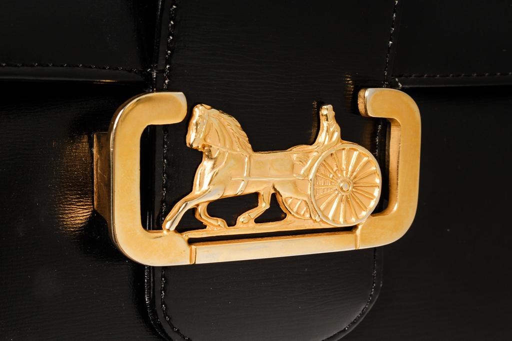 Celine Vintage Black Leather Horse Carriage Box Shoulder Bag商品第5张图片规格展示
