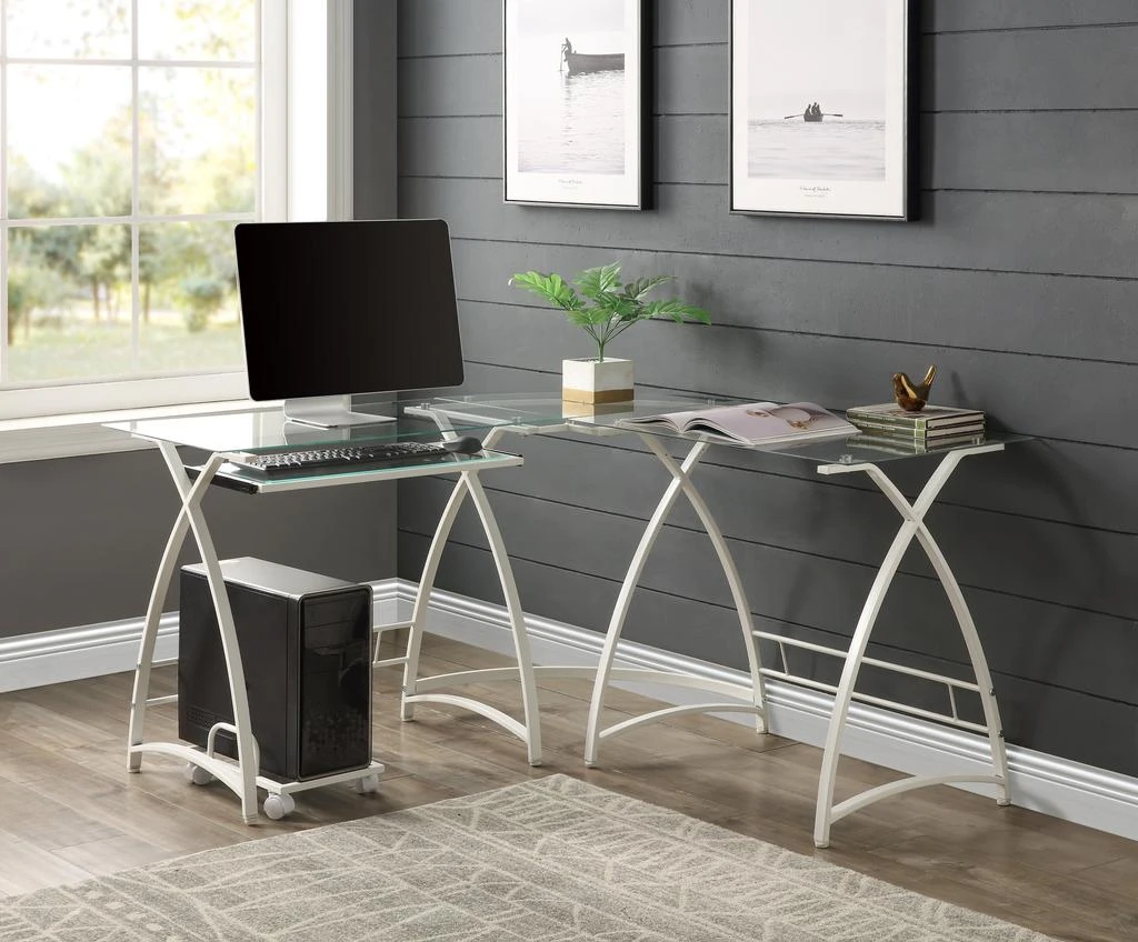 商品Streamdale Furniture|Streamdale Darzenus Computer Desk In Clear Glass,价格¥1984,第1张图片