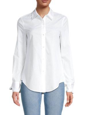Cuff Sheer Pinstripe Button-Down Shirt商品第1张图片规格展示