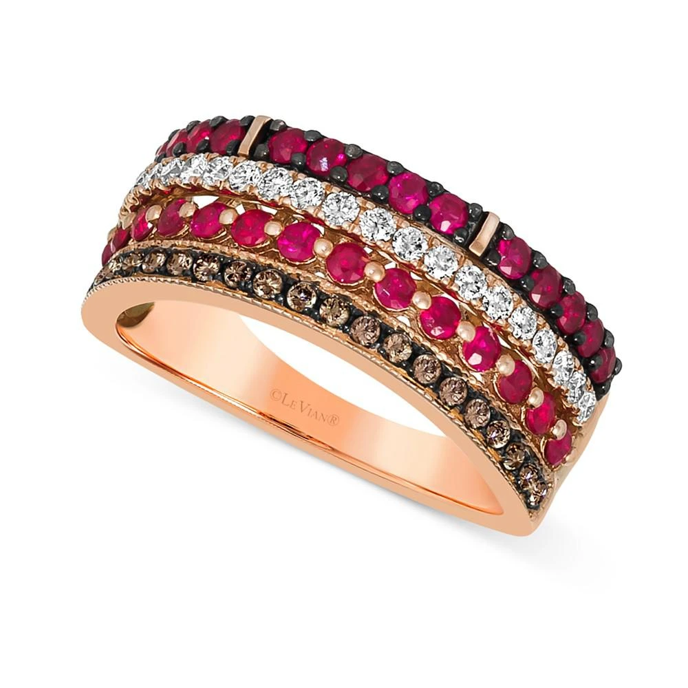 商品Le Vian|Chocolatier® Passion Ruby (3/4 ct. t.w.) & Diamond (1/2 ct. t.w.) Multirow Band in 14k Rose Gold,价格¥12846,第1张图片