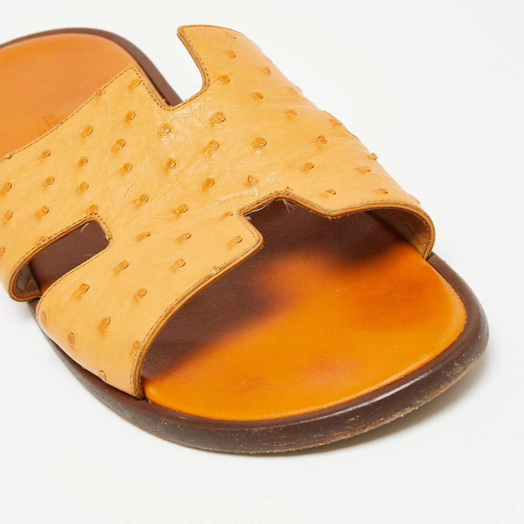 Hermes Light Orange Ostrich Leather Izmir Flat Slides Size 44.5 商品