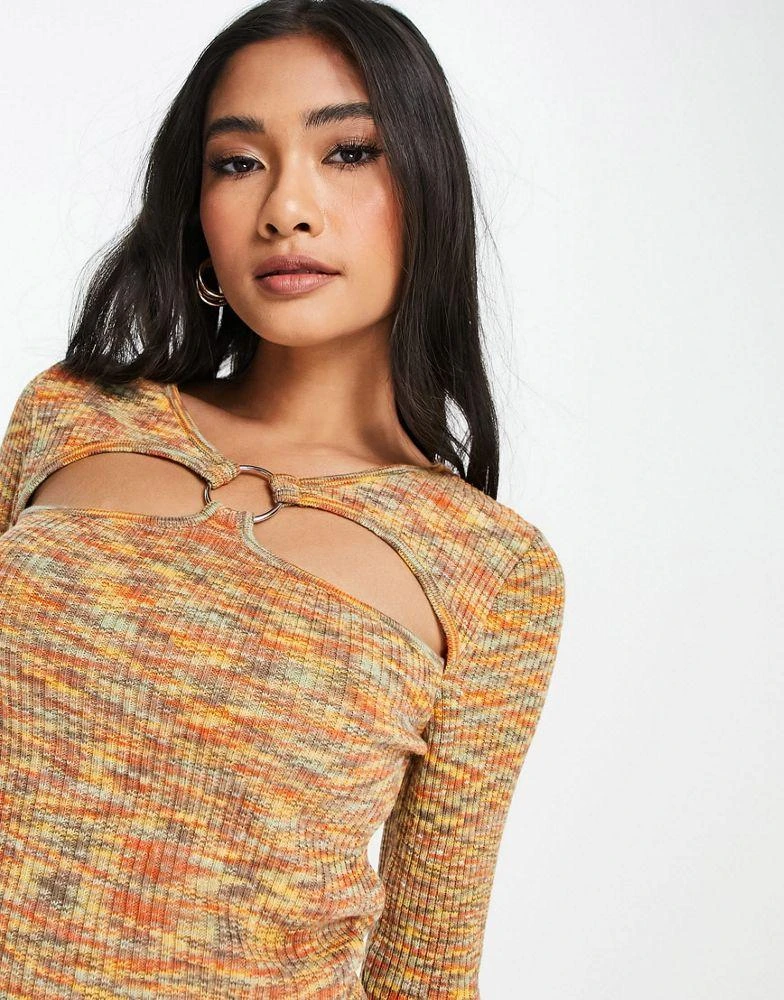 商品ASOS|ASOS DESIGN mini knitted dress with cut out detail in space dye,价格¥136,第3张图片详细描述