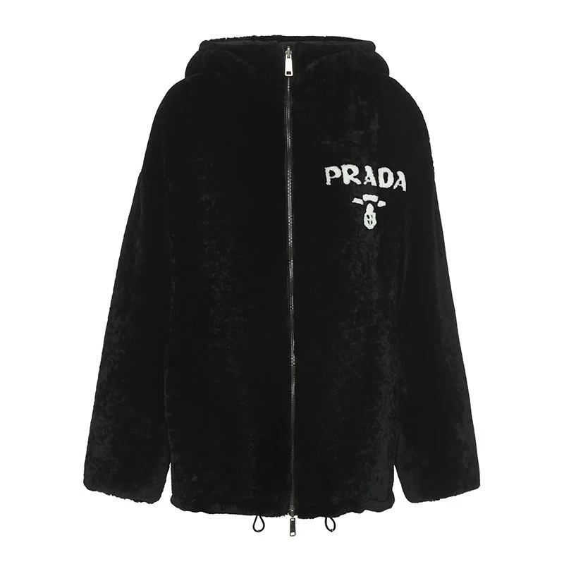 商品Prada|【预售3-7天】普拉达 21年秋冬 女士黑色双面穿华达呢羊皮毛外套58A067_1Y7Q_F0002,价格¥50396,第1张图片