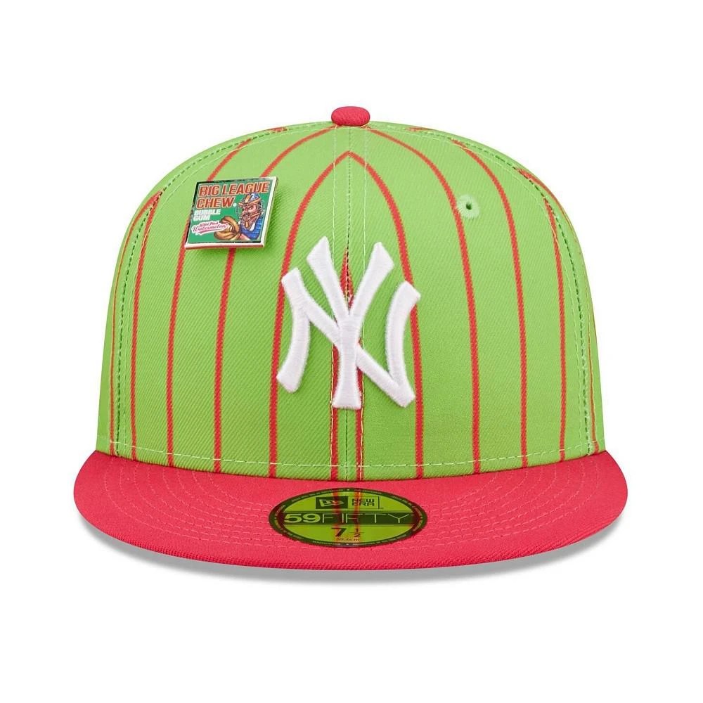 商品New Era|Men's Pink and Green New York Yankees MLB x Big League Chew Wild Pitch Watermelon Flavor Pack 59FIFTY Fitted Hat,价格¥297,第2张图片详细描述