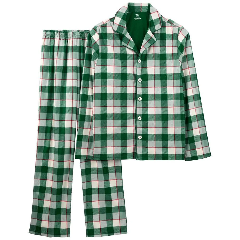 商品Carter's|Adult Unisex Holiday Plaid Fleece Coat Style Pajamas, 2 Piece Set,价格¥120,第1张图片