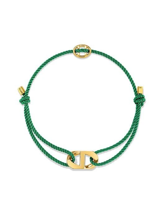 商品hyeres-lor|Erite Silver Curve Emblem String Bracelet_Green,价格¥993,第1张图片