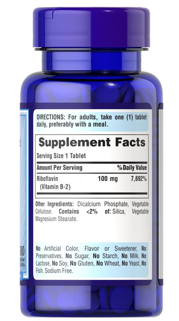 Vitamin B-2, Riboflavin 100 mg 100 Tablets商品第4张图片规格展示