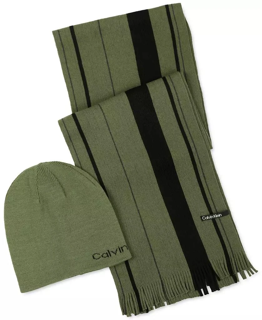 商品Calvin Klein|Men's Reversible Beanie & Striped Scarf Set,价格¥334,第1张图片