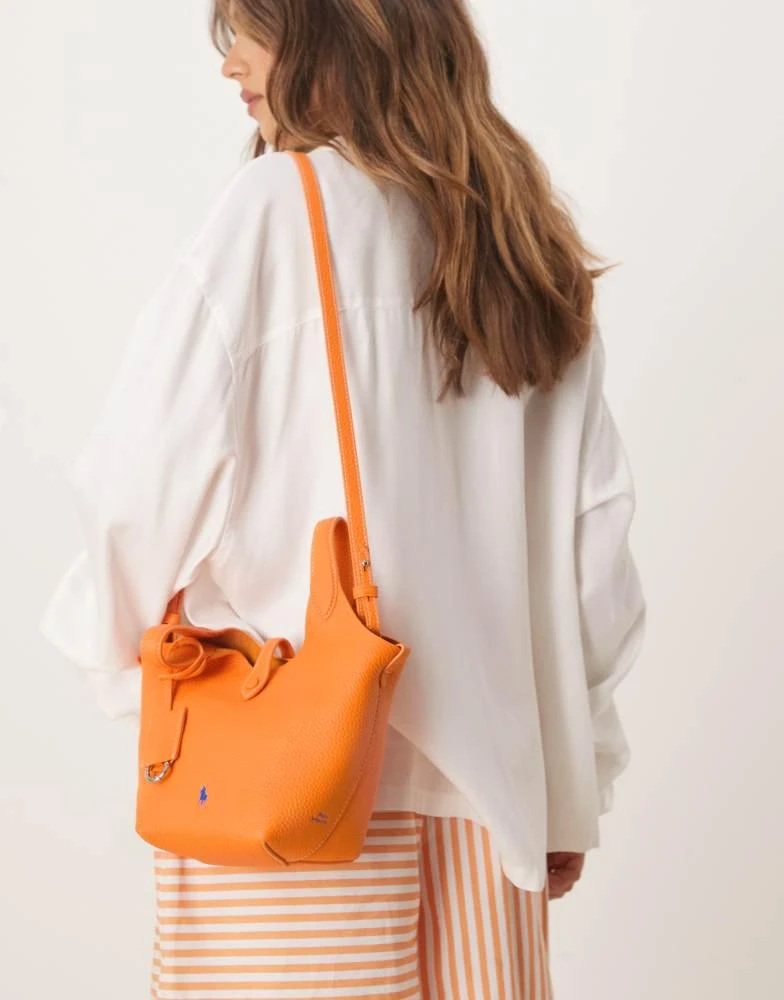 商品Ralph Lauren|Polo Ralph Lauren Play pebble 100% leather small tote & crossbody bag in orange peel,价格¥4661,第3张图片详细描述