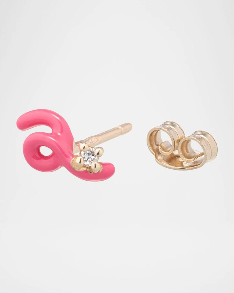 商品Bea Bongiasca|9K Yellow Gold and Pink Enameled Sterling Silver Diamond Mini Loop Earring, Single,价格¥2857,第3张图片详细描述