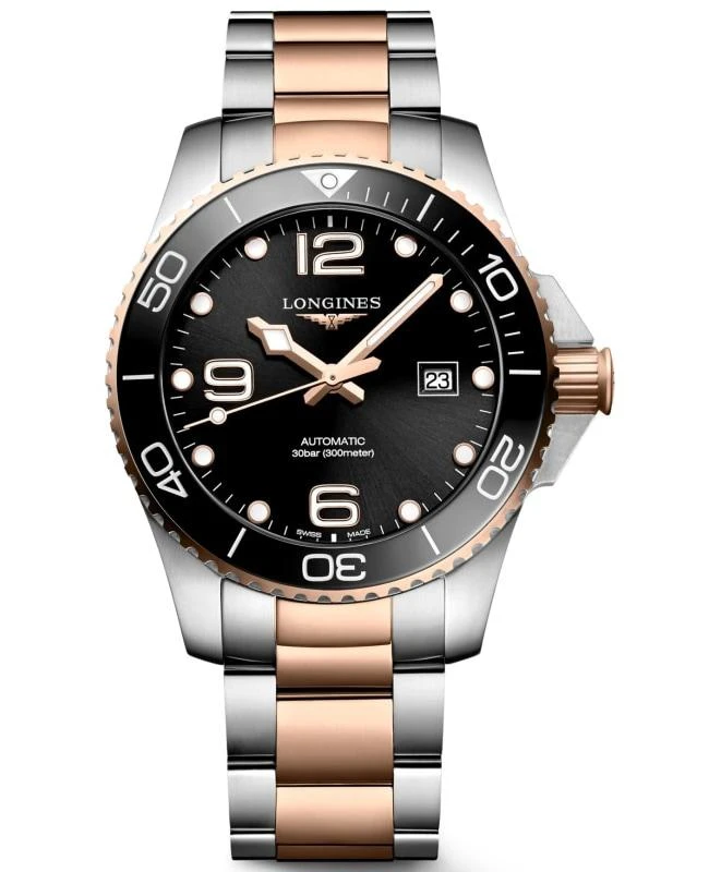 商品Longines|Longines HydroConquest Automatic Black Dial Steel and Rose Gold PVD Men's Watch L3.782.3.58.7,价格¥12357,第1张图片