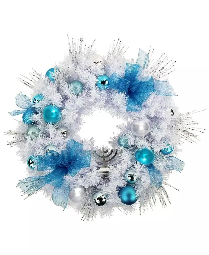商品Northlight|24" Pre-Decorated Menorah Artificial Pine Hanukkah Wreath,价格¥1111,第1张图片